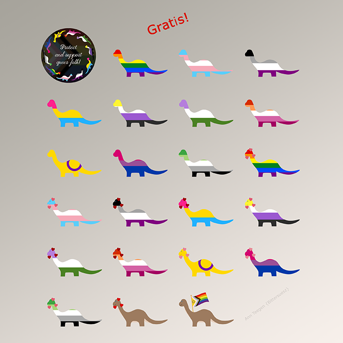 23 verschiedene Messenger-Sticker, hauptsächlich im Design von Pride flags