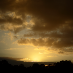 Messingfarbene Wolken am Abendhimmel